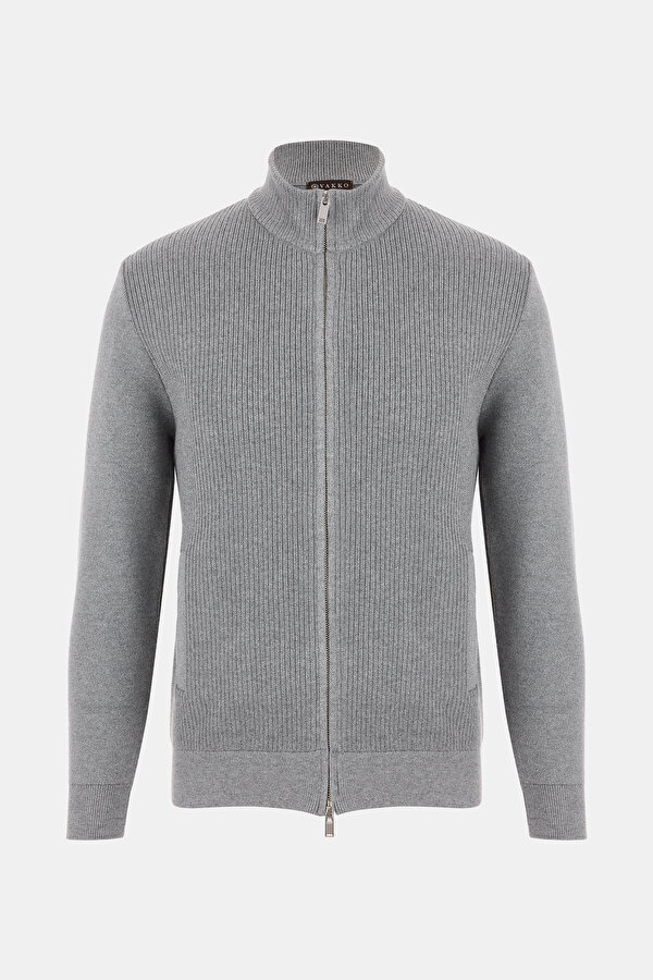 GRAY MELANGE TRICOT CARDIGAN