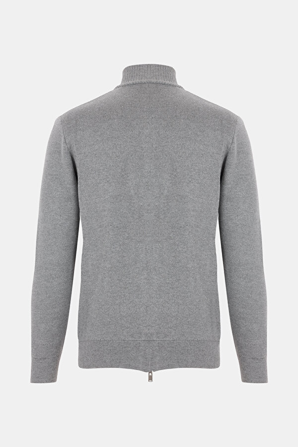 GRAY MELANGE TRICOT CARDIGAN 2
