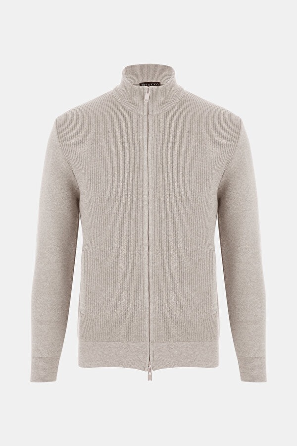 BEIGE TRICOT CARDIGAN