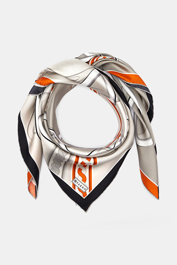 MINK GEOMETRIC DESIGN TWILL SCARF 2