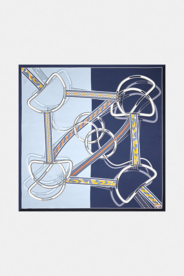 LIGHT BLUE GEOMETRIC DESIGN TWILL SCARF