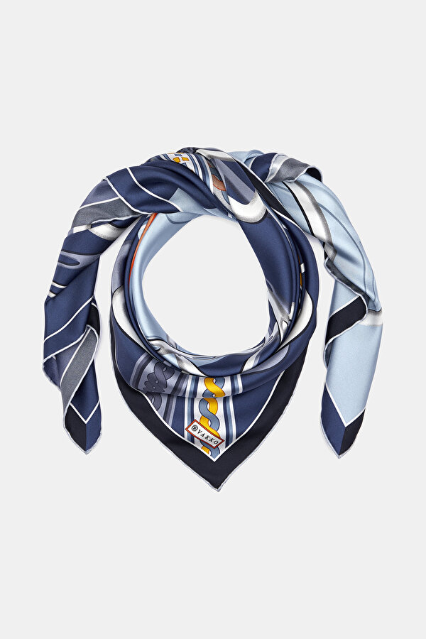 LIGHT BLUE GEOMETRIC DESIGN TWILL SCARF 2