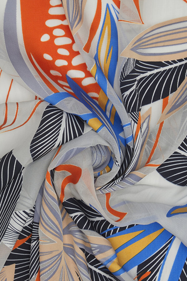 GREY GEOMETRIC DESIGN SATIN STRIPED SILK FABRICS SHAWL 2
