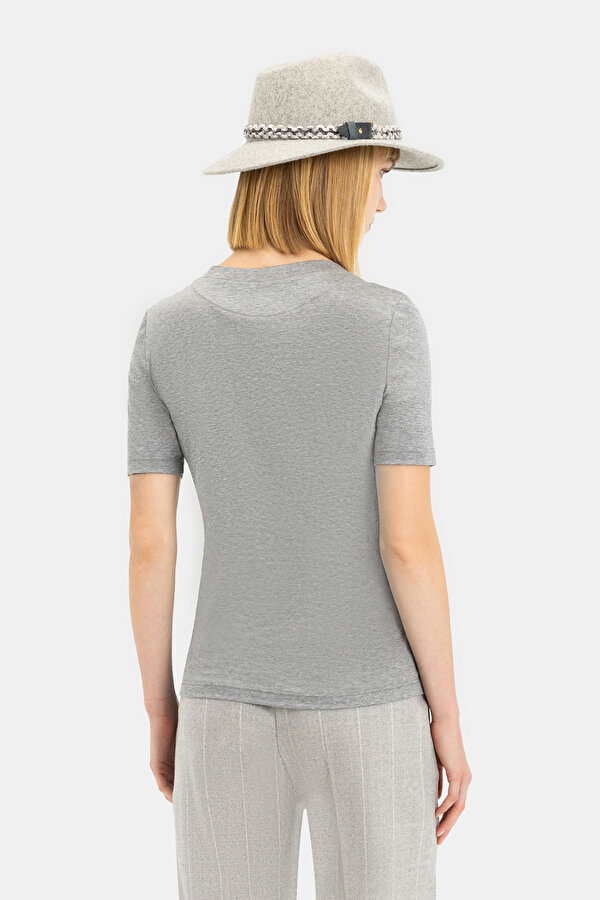 GRİ O YAKA KISA KOLLU T-SHIRT 2