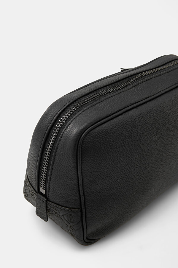 BLACK MONOGRAM LEATHER BAG 6