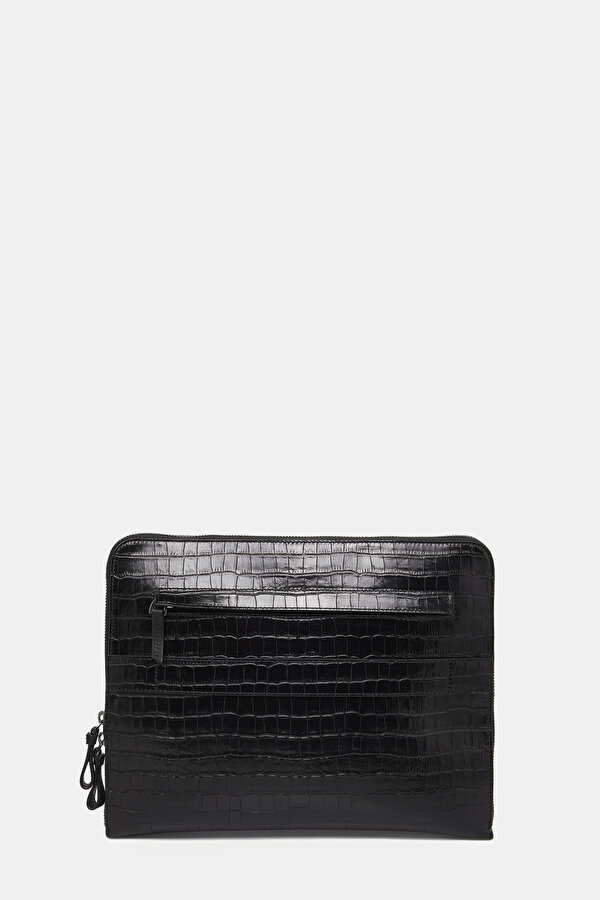 BLACK MONOGRAM LEATHER BAG