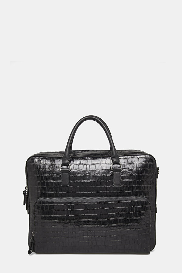 BLACK MONOGRAM LEATHER BAG