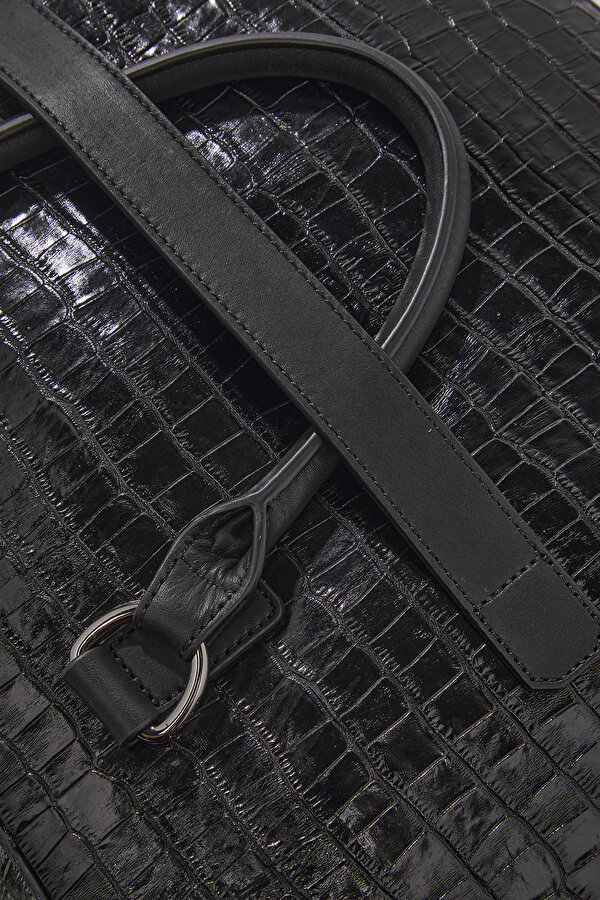 BLACK MONOGRAM LEATHER BAG 6