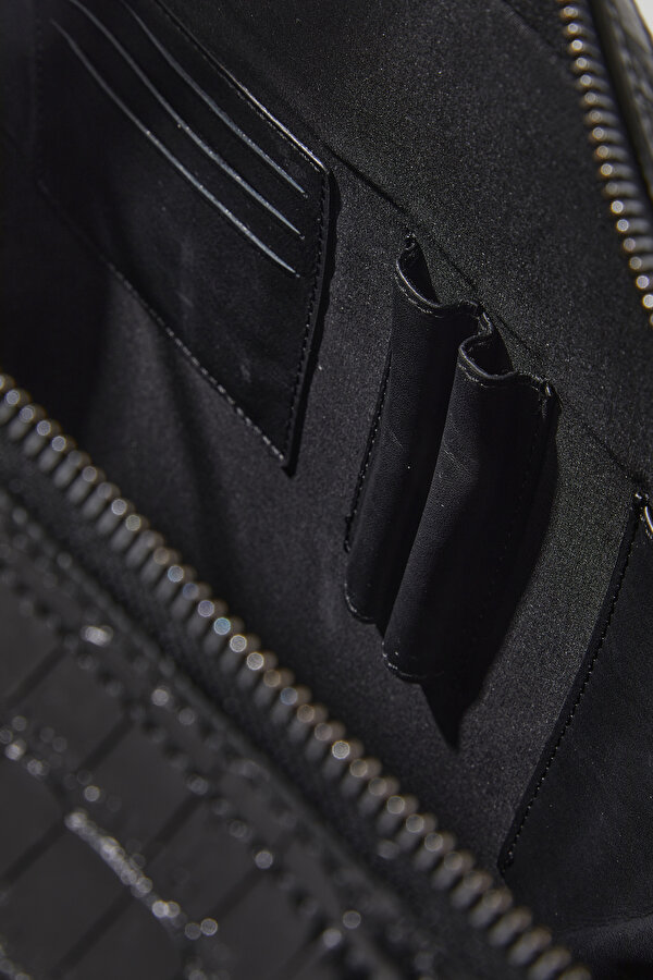 BLACK MONOGRAM LEATHER BAG 7