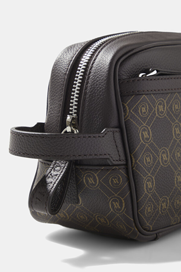 BEIGE MONOGRAM LEATHER BAG 6