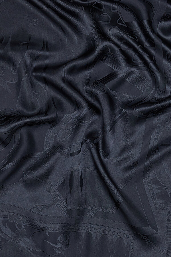 NAVY BLUE JACQUARD JAQUARD SHAWL 2