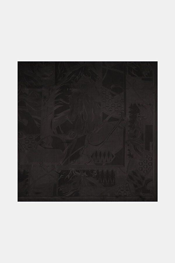 BLACK JACQUARD JAQUARD SHAWL