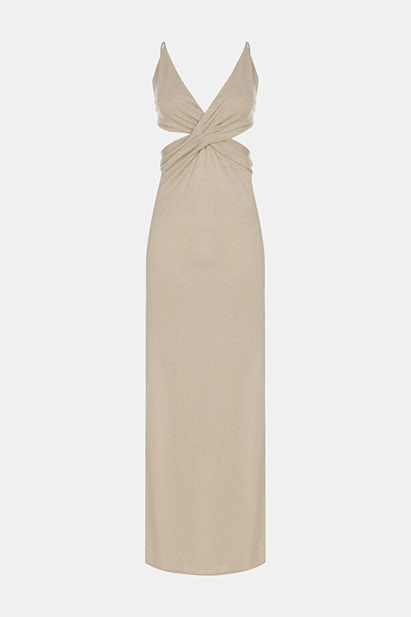 BEIGE SLEEVELESS SUSPENDER DRESS