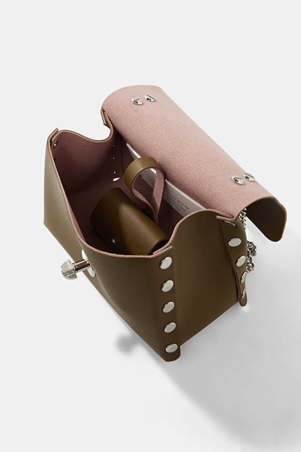 KHAKI LEATHER BAG 7