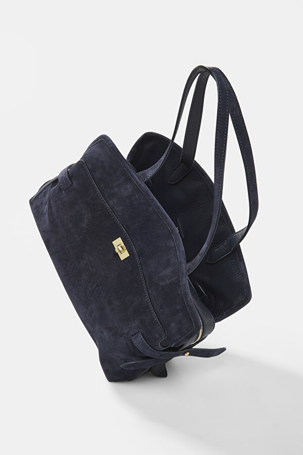 NAVY BLUE SUEDE BAG 6