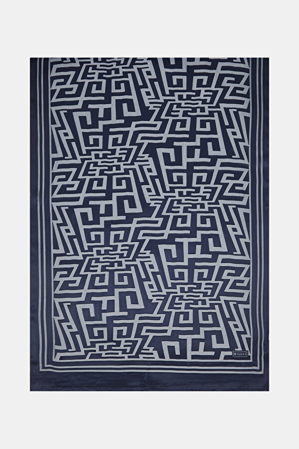 NAVY BLUE SATIN STRIPED SILK FABRICS SHAWL