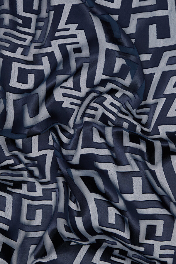 NAVY BLUE SATIN STRIPED SILK FABRICS SHAWL 2