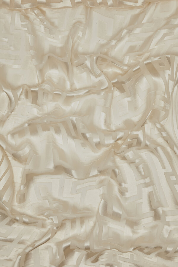 ECRU SATIN STRIPED SILK FABRICS SHAWL 2
