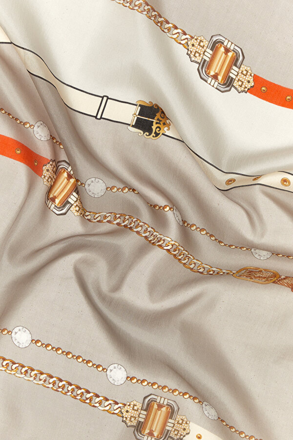 GEOMETRIC DESIGN VOILE SATIN SHAWL 2