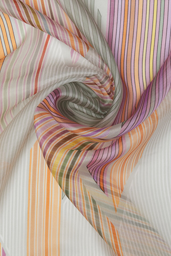 WATER GREEN GEOMETRIC DESIGN VOILE SATIN SHAWL 2