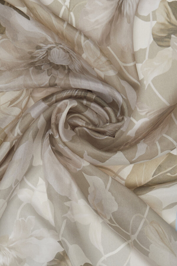 ECRU VOILE SATIN SHAWL 2