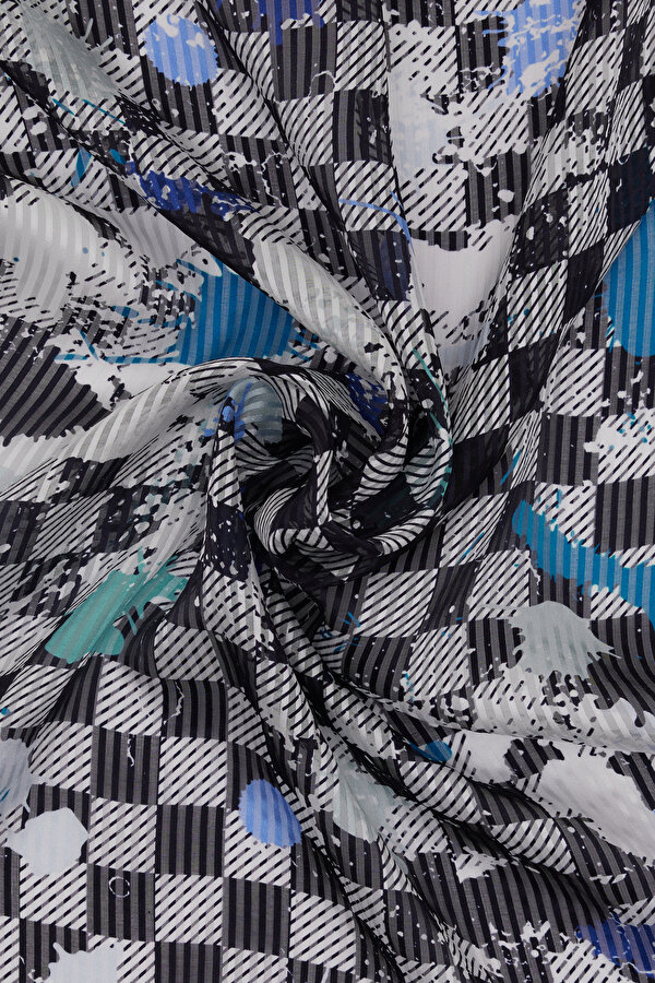 NAVY BLUE GEOMETRIC DESIGN SHAWL 2