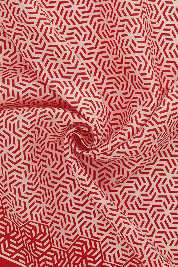 RED GEOMETRIC DESIGN TWILL SHAWL 2