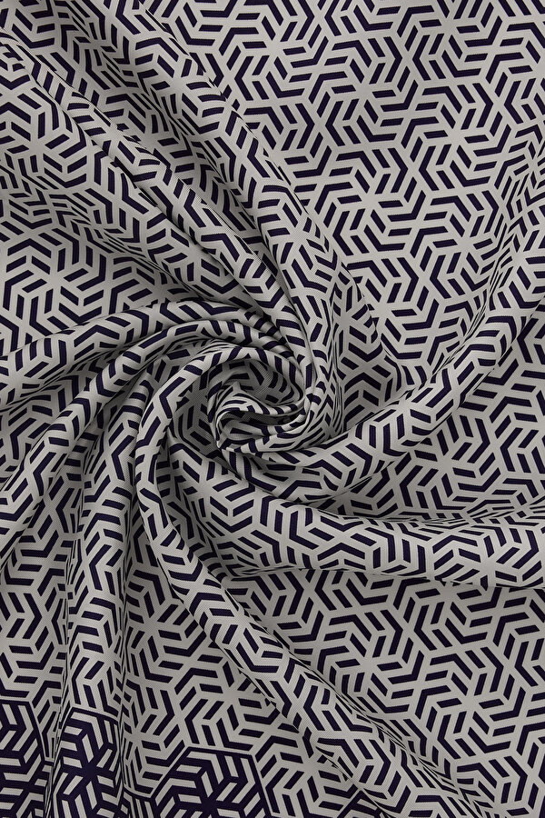 NAVY BLUE GEOMETRIC DESIGN TWILL SHAWL 2