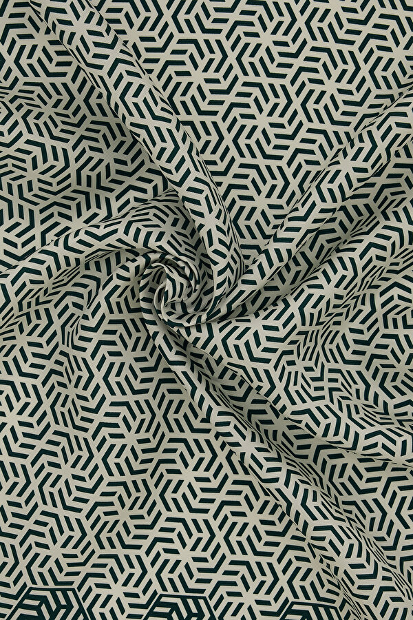 EMERALD GREEN GEOMETRIC DESIGN TWILL SHAWL 2