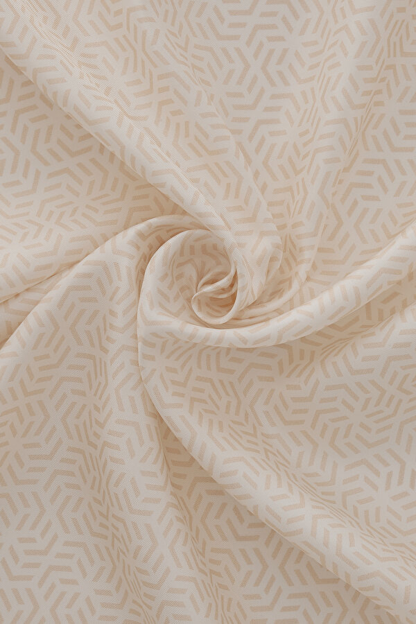 ECRU GEOMETRIC DESIGN TWILL SHAWL 2