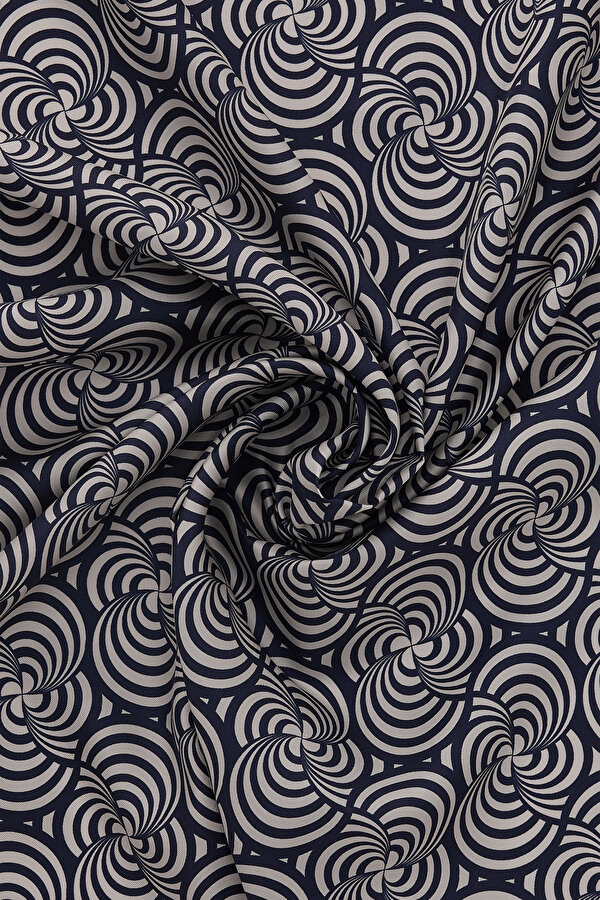 LACİVERT GEOMETRIK DESENLI TWILL EŞARP 2