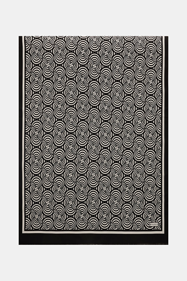 SİYAH GEOMETRIK DESENLI TWILL EŞARP