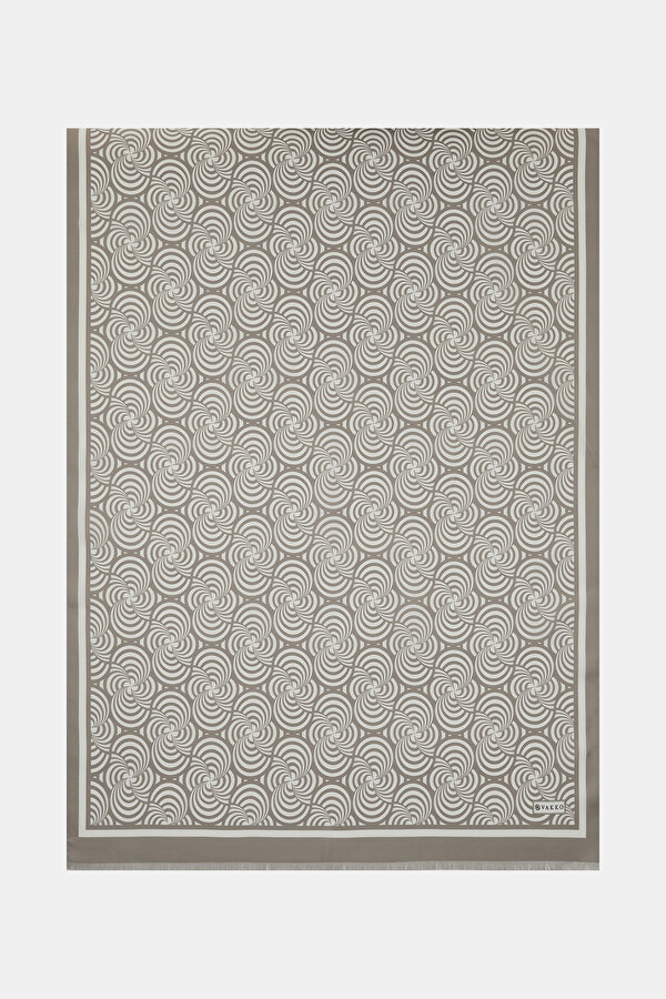 KOYU VIZON GEOMETRIK DESENLI TWILL EŞARP