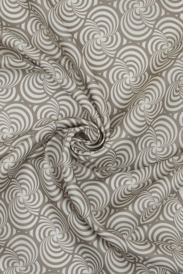 KOYU VIZON GEOMETRIK DESENLI TWILL EŞARP 2