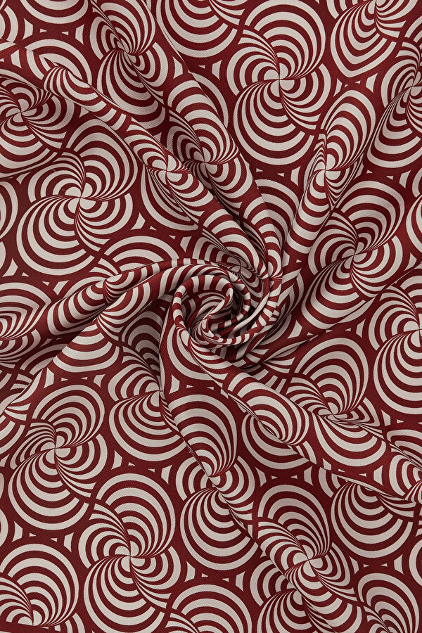 BORDO GEOMETRIK DESENLI TWILL EŞARP 2