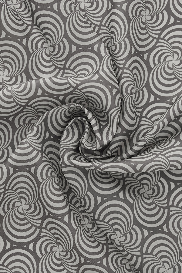 GRI GEOMETRIK DESENLI TWILL EŞARP 2