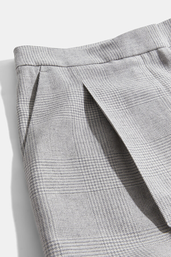 WHITE CHECK WIDE LEG TROUSERS 6