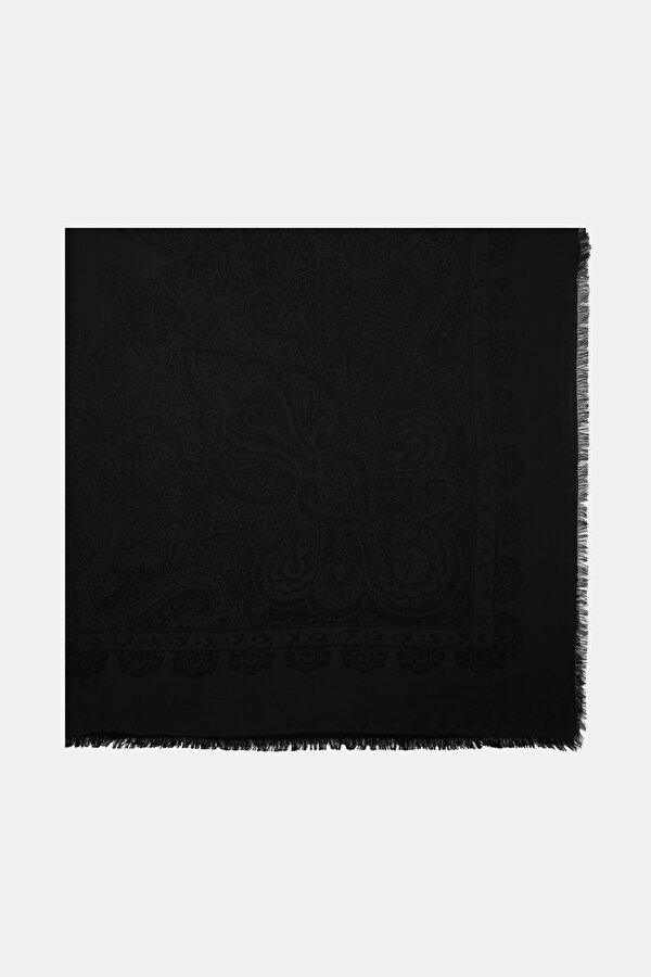BLACK JACQUARD JAQUARD SHAWL