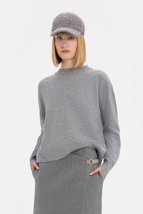 GREY BASIC / ROUND NECKLINE TRICOT JERSEY