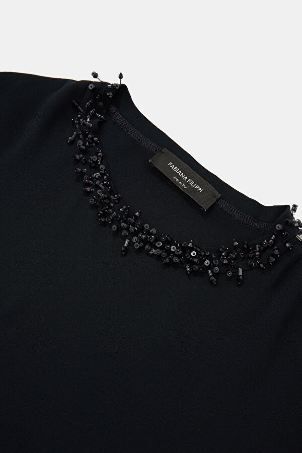 NAVY BLUE BASIC / ROUND NECKLINE 3/4 SLEEVES BLOUSE 7