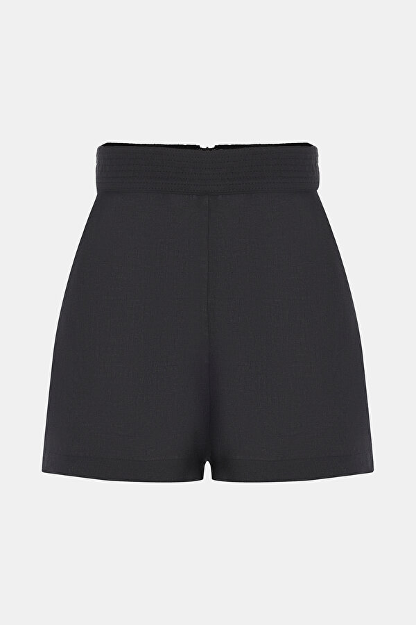 BLACK LINEN SHORTS