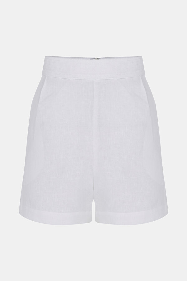 WHITE LINEN SHORTS