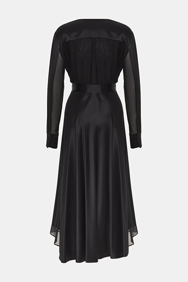 BLACK LONG SLEEVE MIDI DRESS 2