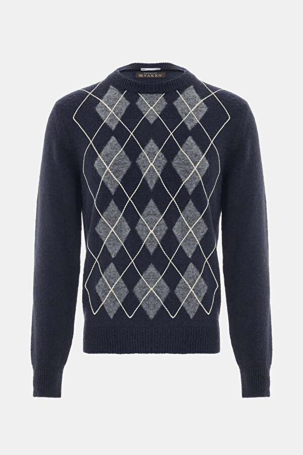 NAVY BLUE BASIC / ROUND NECKLINE TRICOT JERSEY