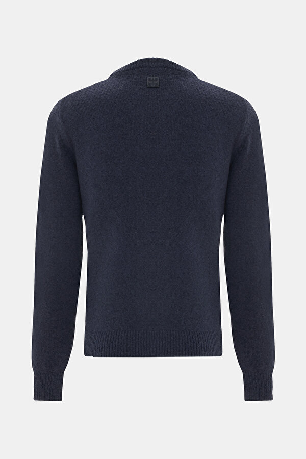 NAVY BLUE BASIC / ROUND NECKLINE TRICOT JERSEY 2