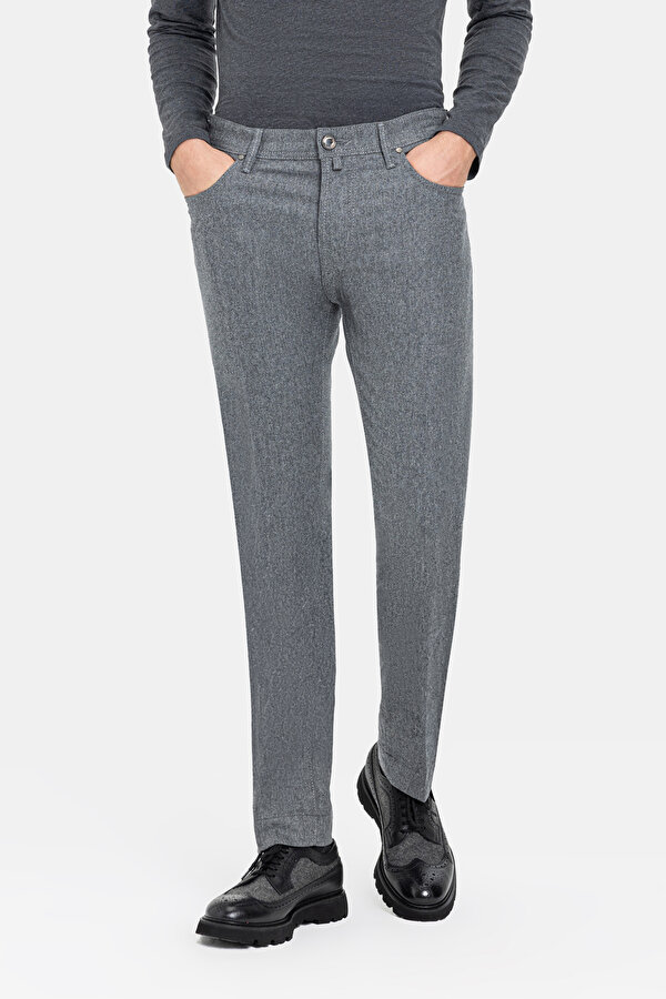 GREY PLAIN FLANNEL TROUSERS 2