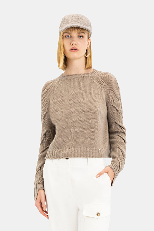 BEIGE BASIC / ROUND NECKLINE JERSEY