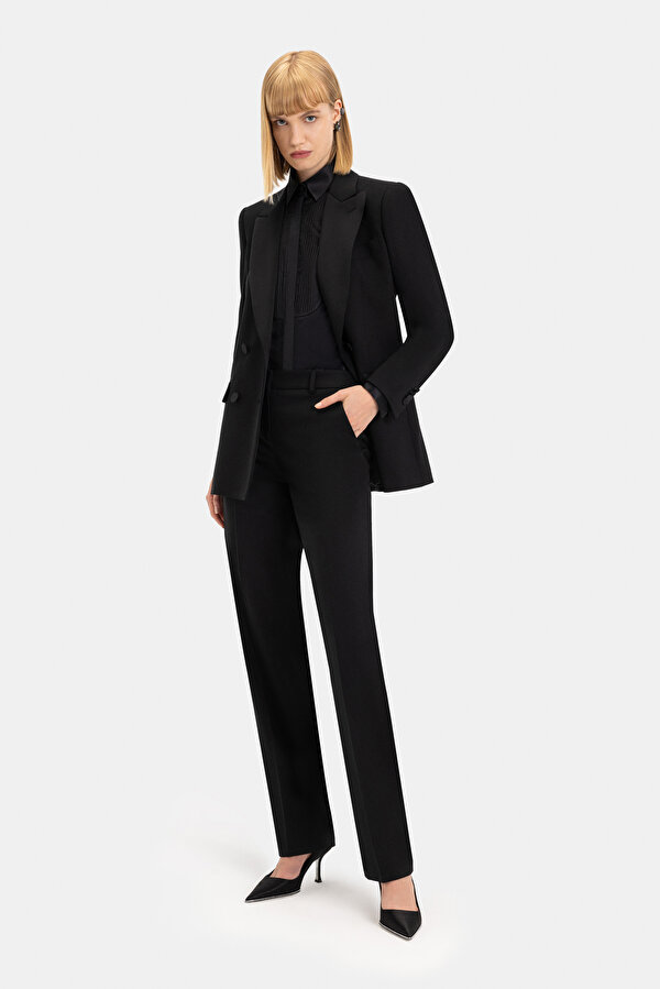 BLACK STRAIGHT CUT TROUSERS