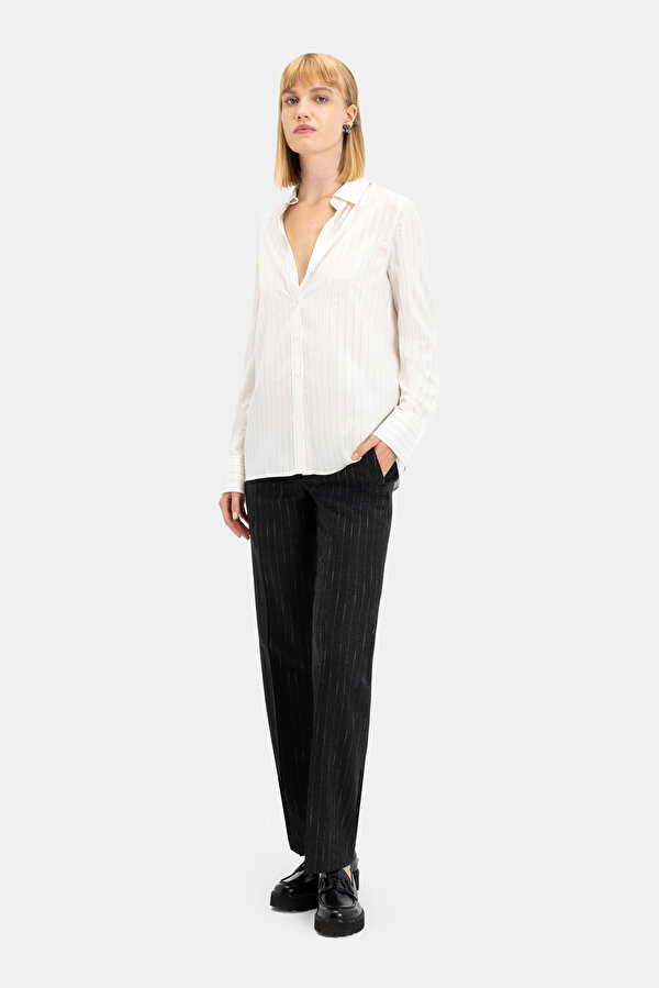 BEIGE STRAIGHT CUT TROUSERS