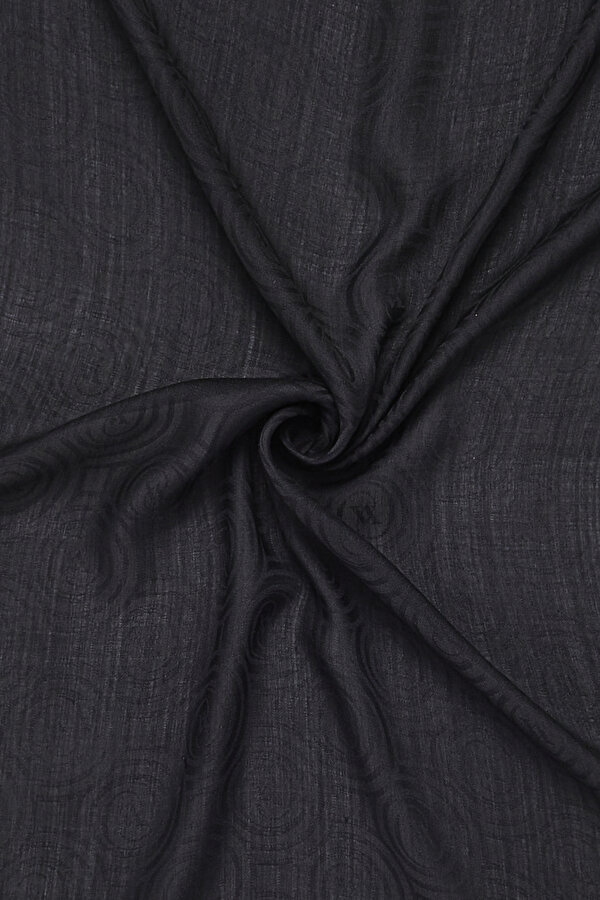 BLACK JACQUARD MODAL WOOL SILK SHAWL 2